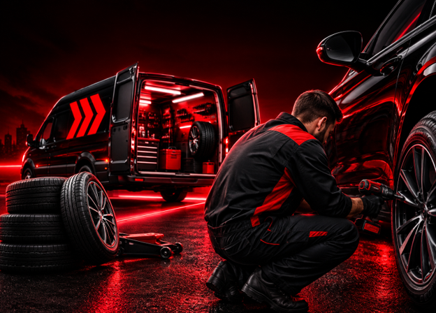 Mobile tyre fitting